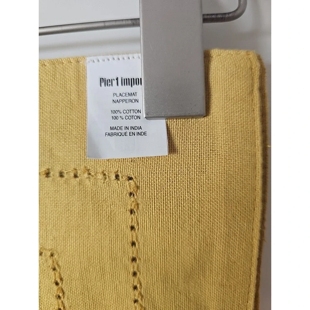 Lot of 3 PIER 1 IMPORTS Laser Cut Trim Goldenrod Cotton Placemats